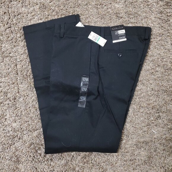 Mens Black Van Heusen Classic Fit Slacks w/ Flex Waistband - Size 34 x 34 - NWT - Picture 1 of 9